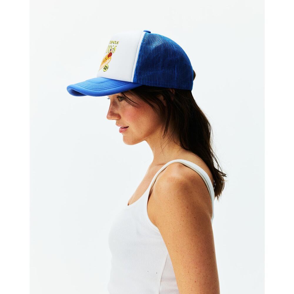 PARKE | NEW Blue Hot Dog Graphic Limited Edition Snap Back Trucker Hat Summer - Picture 2 of 10
